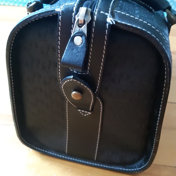 Guy Laroche Black Vintage Doctor Hand Bag Structured Minimalist Purse Carryall - Picture 5 of 8